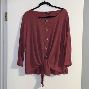 Rust button tie front shirt